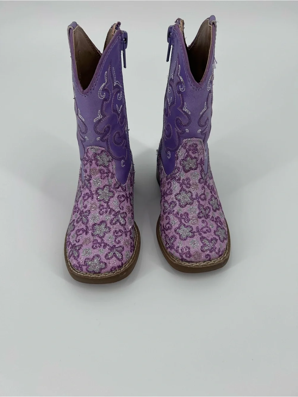 Roper Kids Lavender Floral Glitter Western Cowboy Boots - Toddler Size 6
